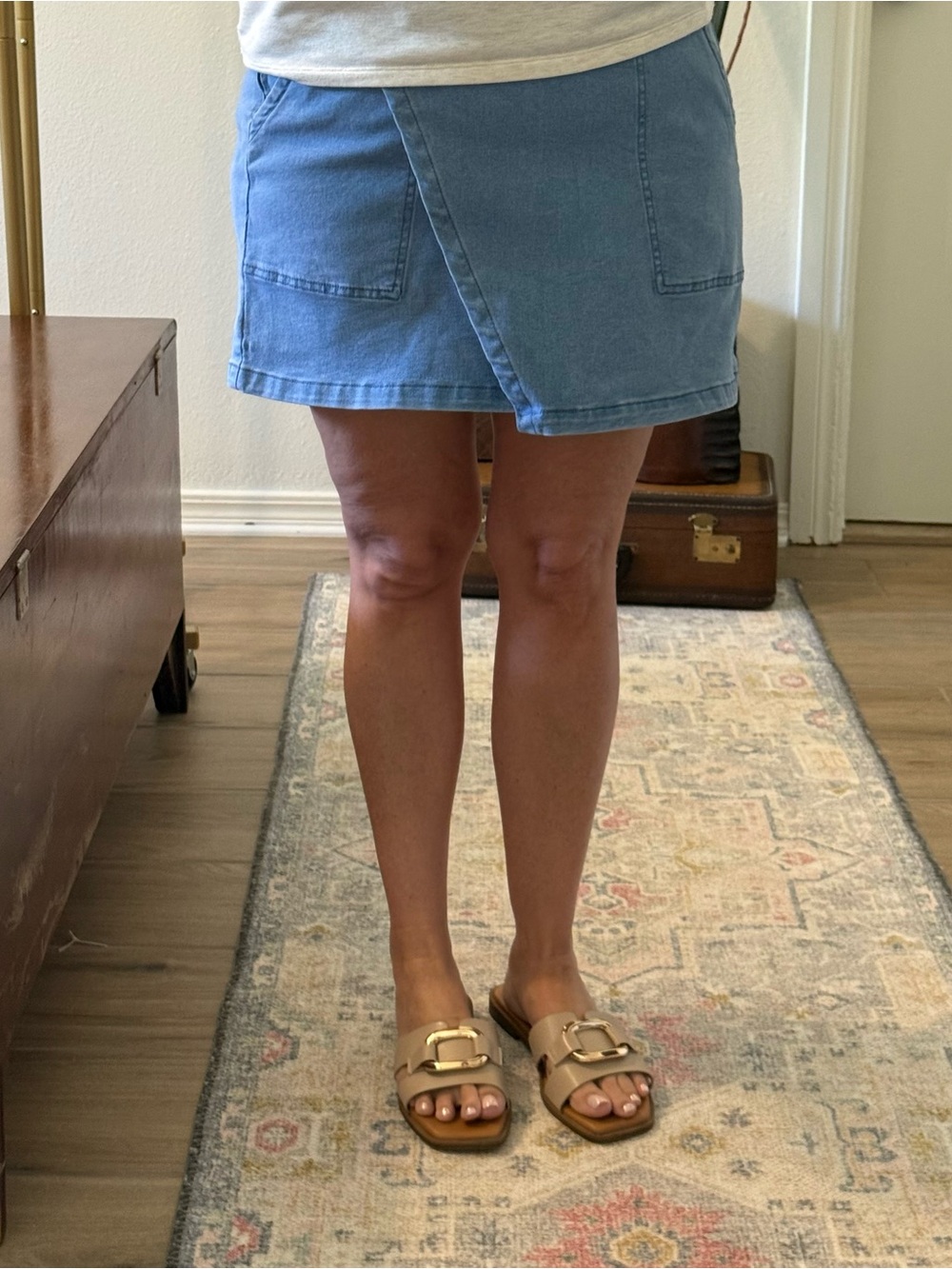 Luvamia Light Blue Denim Wrap Mini Skirt Size M - Picture 8 of 8